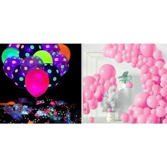 🔥 Balloon bundle: Pink 120 piece of balloon arch/Neon 90 piece 12 inch balloons - Picture 1 of 8